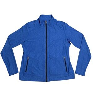 LulaRoe Blue Rise Stretchy Lightweight 4 Pocket Full Zip Running Yoga Jacket XL